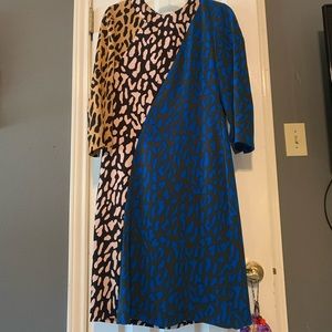 Diane von Furstenberg leopard print colorful dress 3/4 sleeves
